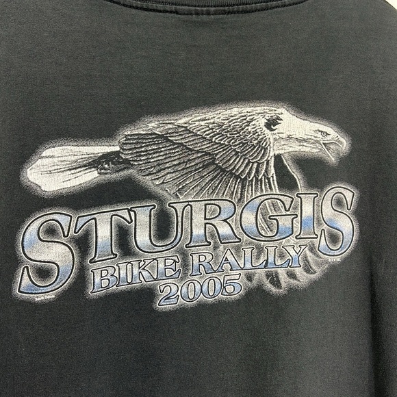 Vintage - 2005 Sturgis Bike Rally Bald Eagle Moon Light Black Short Sleeve T XL - Picture 11 of 11